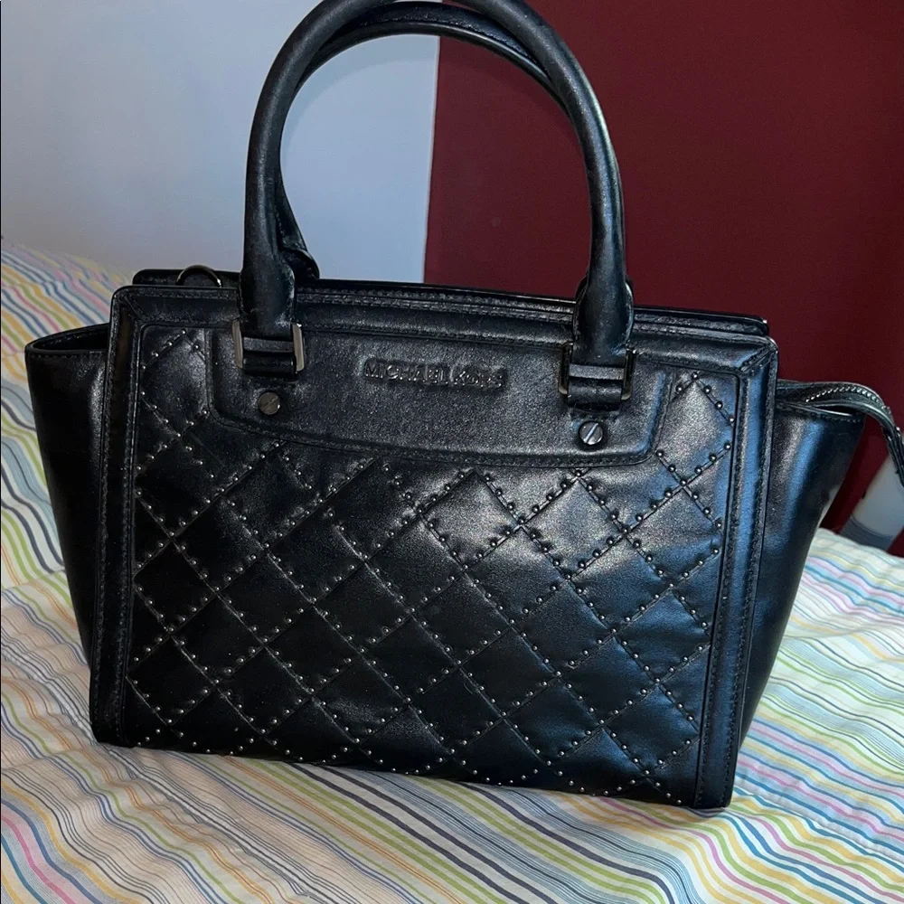 Michael Kors Black Studded Quilted‎ Satchel